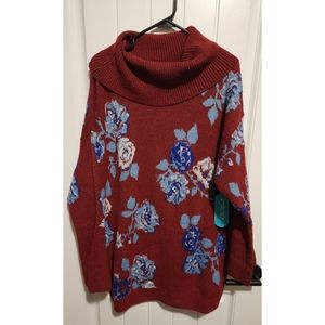 PIONEER WOMAN cowl neck floral tunic sweater XL 16 18 new NWT